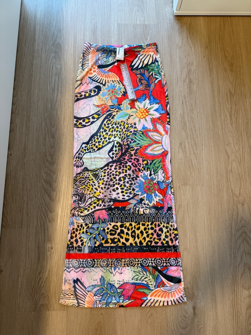 Missguided Multicolor Leopard & Floral mesh maxi skirt